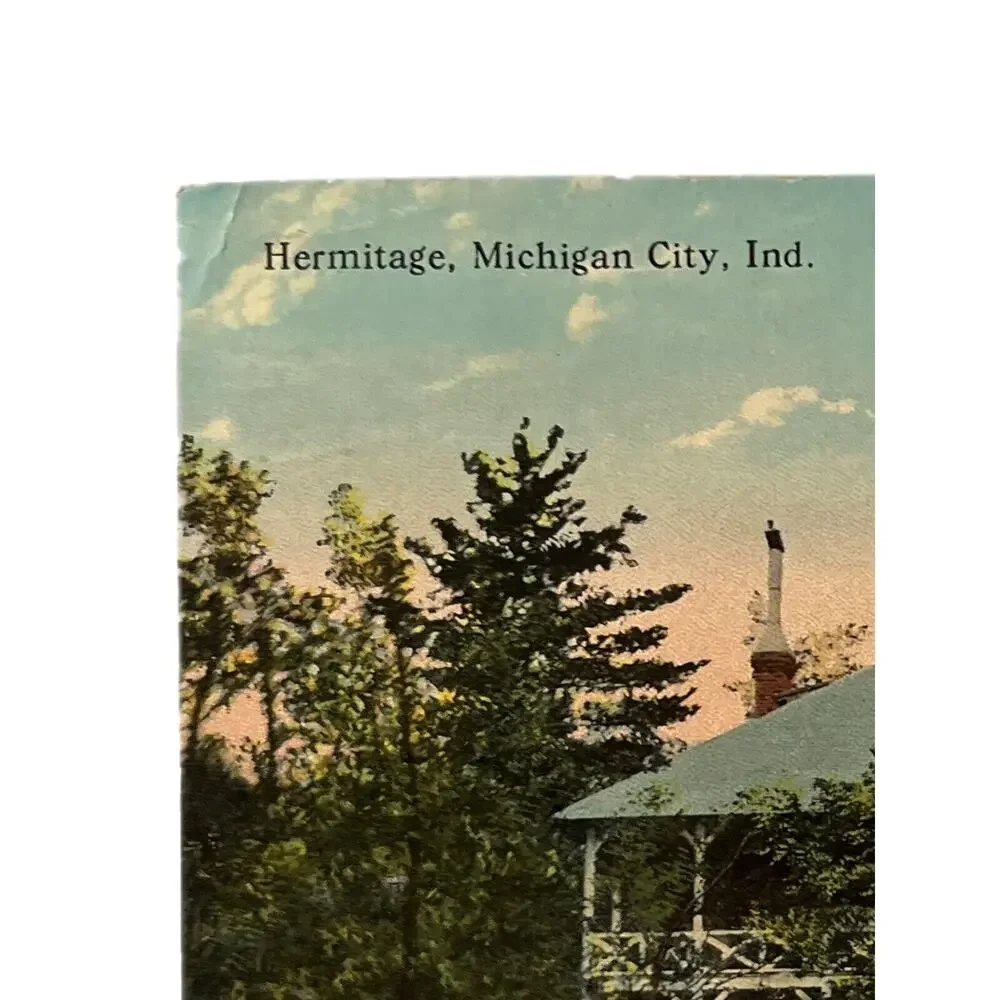 Antique 1917 Litho Ephemera Postcard Hermitage Michigan City Ind CT Photochrom